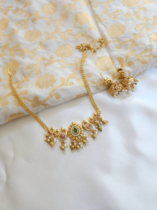 Bhani goldplated statement choker necklace set