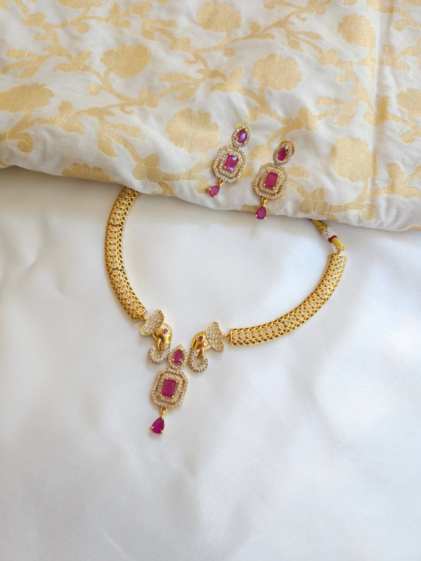 Bhani goldplated statement choker necklace set