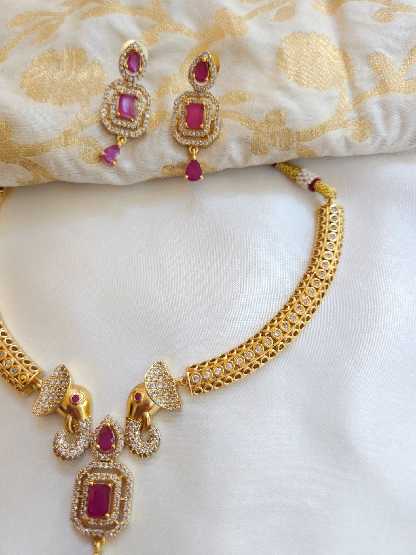 Bhani goldplated statement choker necklace set