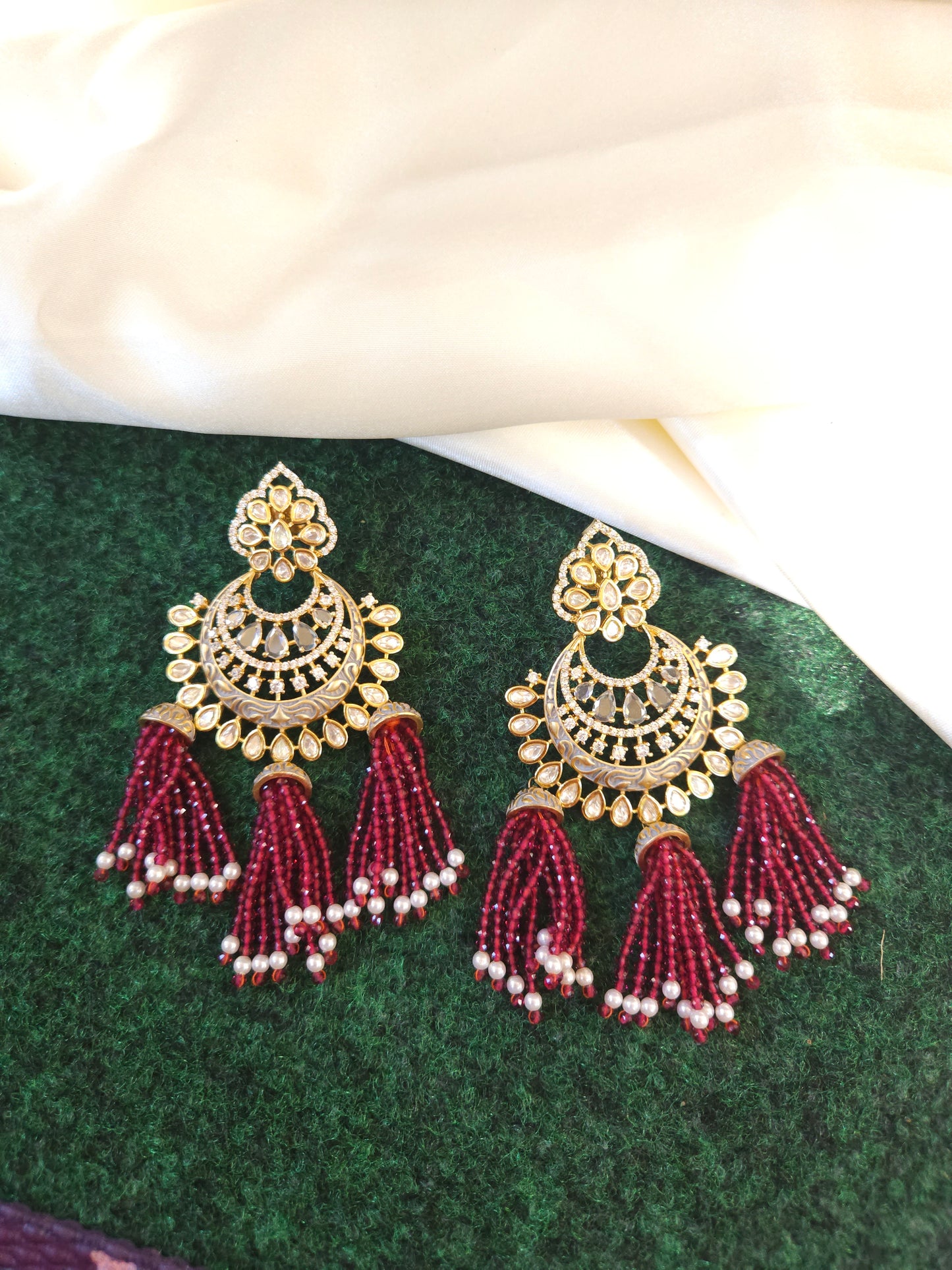 Ashmitha polki jhumka earrings