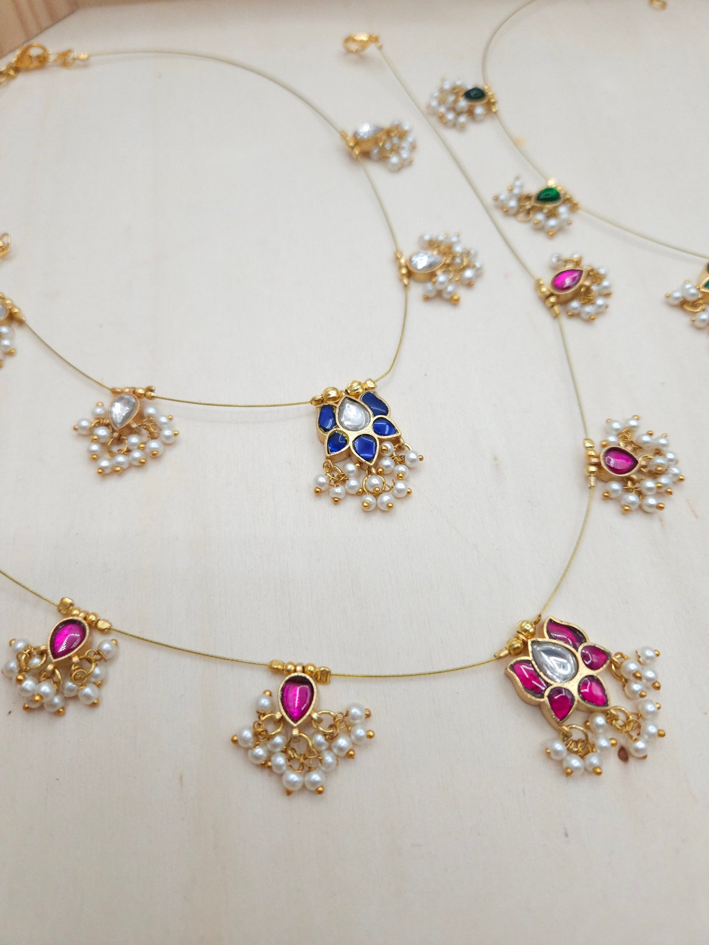 Lotus jadau kundan invisible necklace