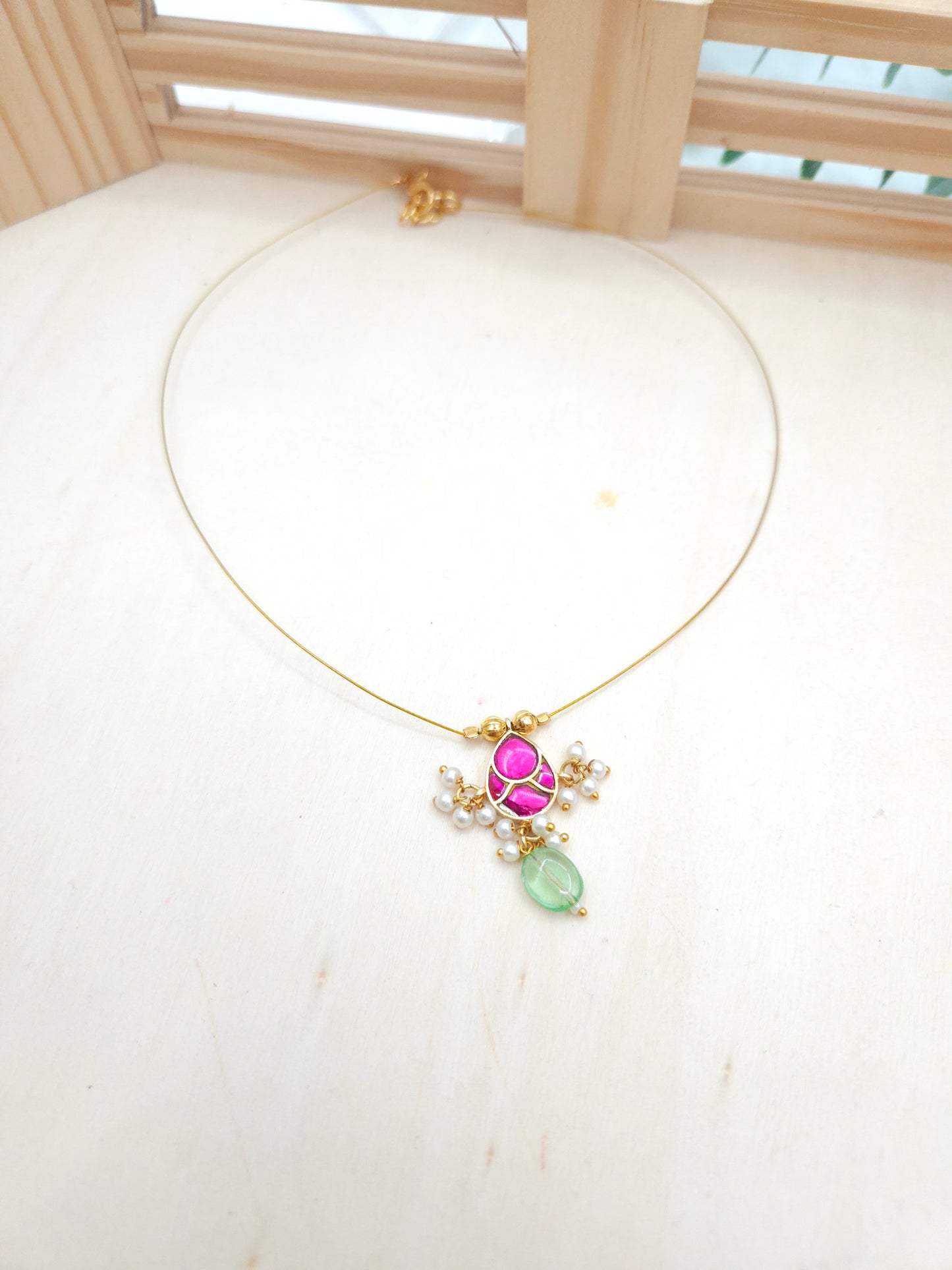 Fish jadau kundan invisible necklace