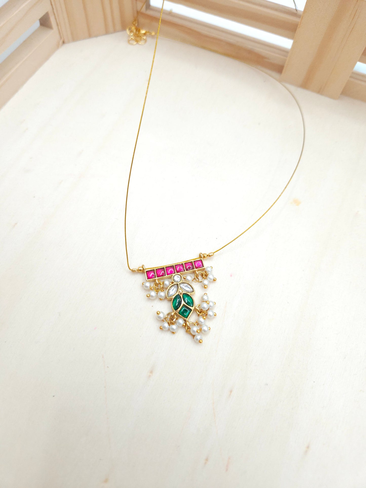 Fish jadau kundan invisible necklace