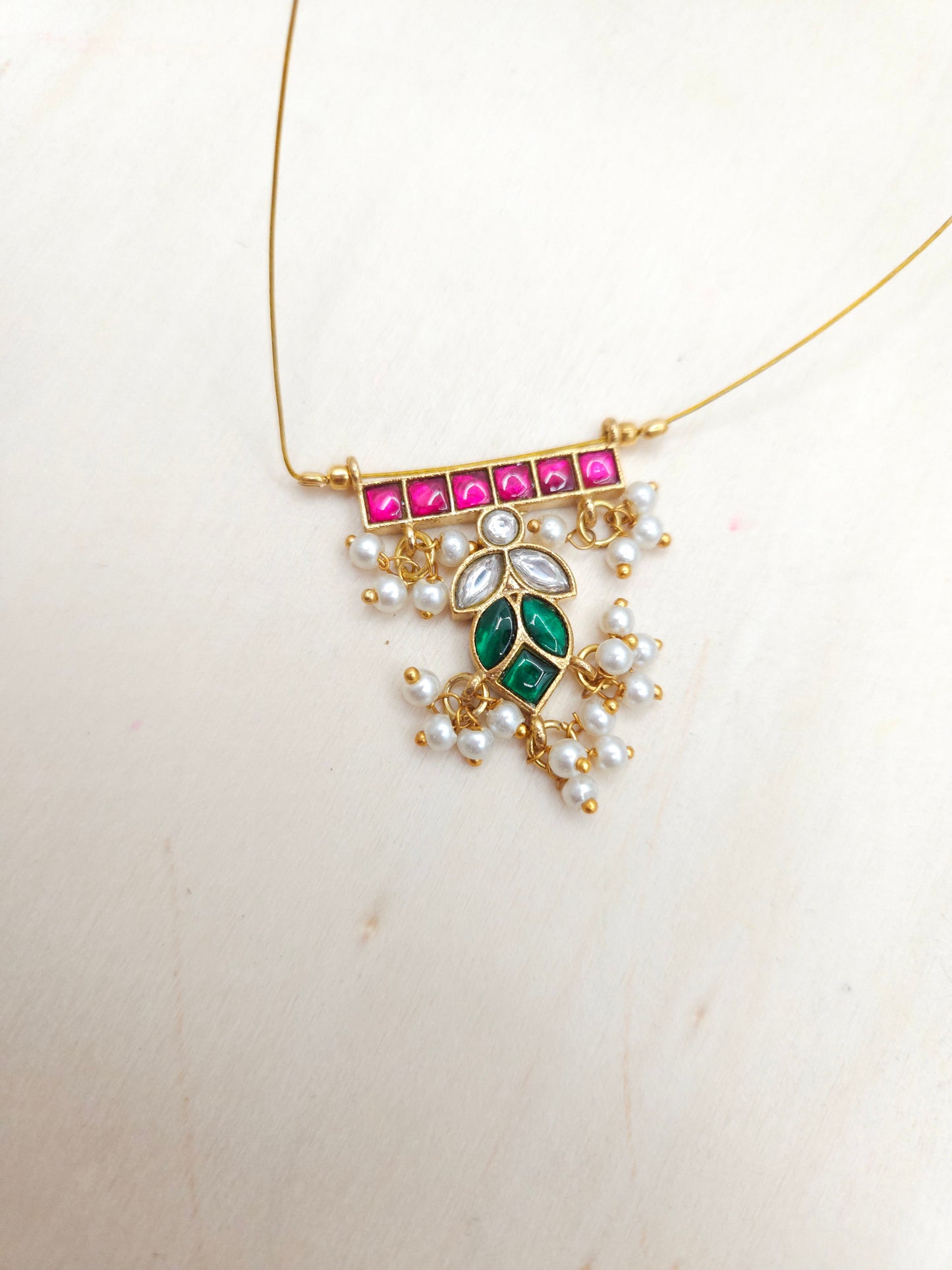 Fish jadau kundan invisible necklace