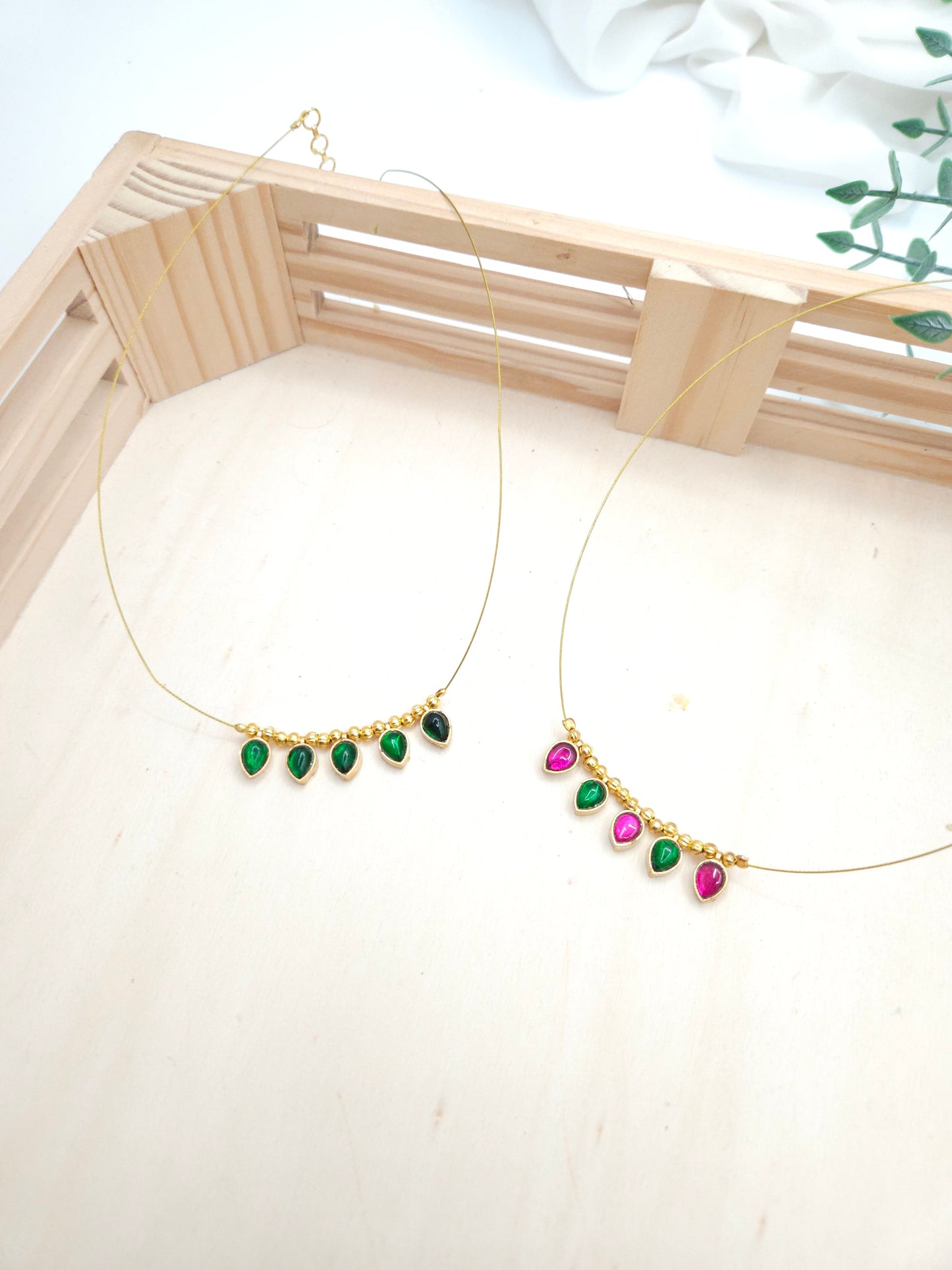 Teardrop jadau kundan invisible necklace