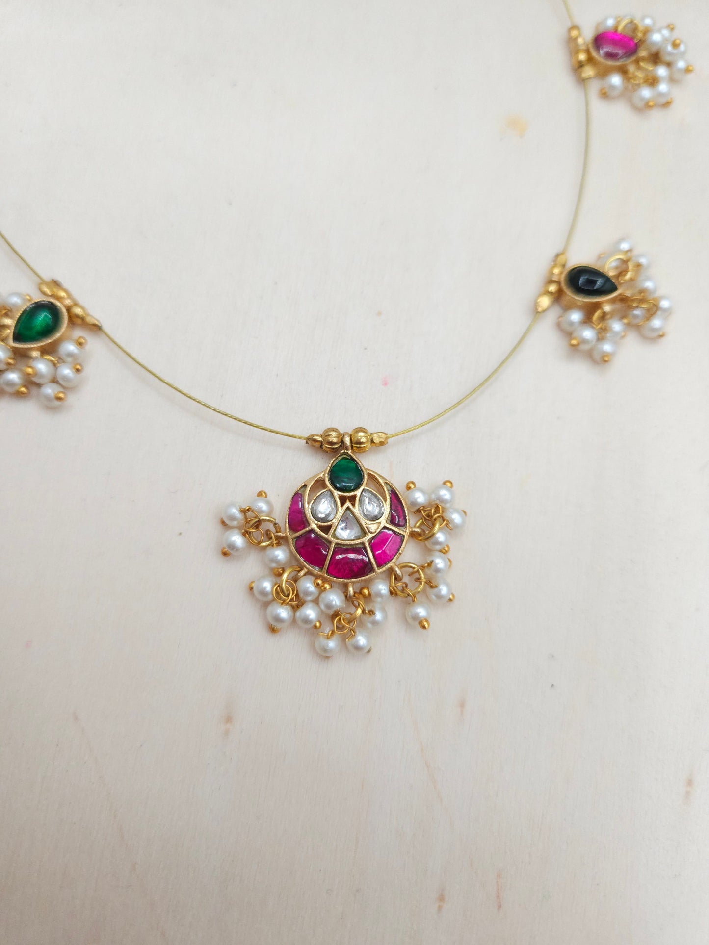 Lotus jadau kundan invisible necklace