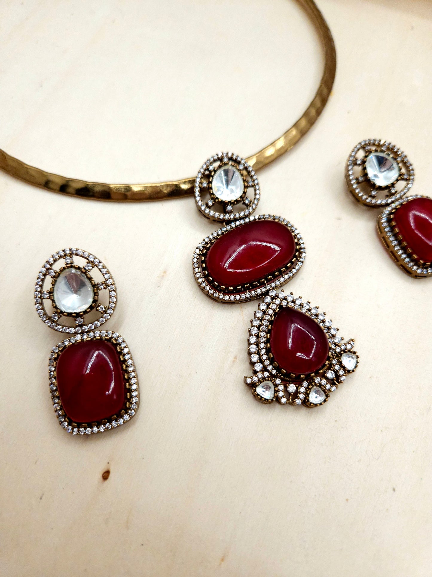 Ridhi mossanite polki necklace set