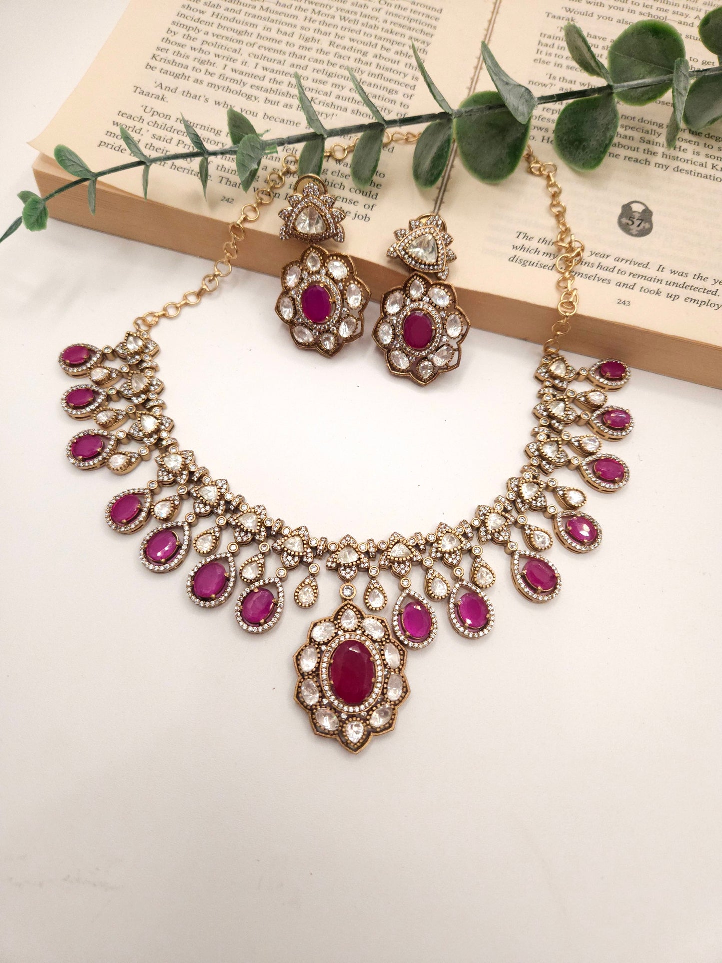 Ridhi mossanite polki necklace set