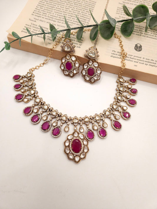 Ridhi mossanite polki necklace set