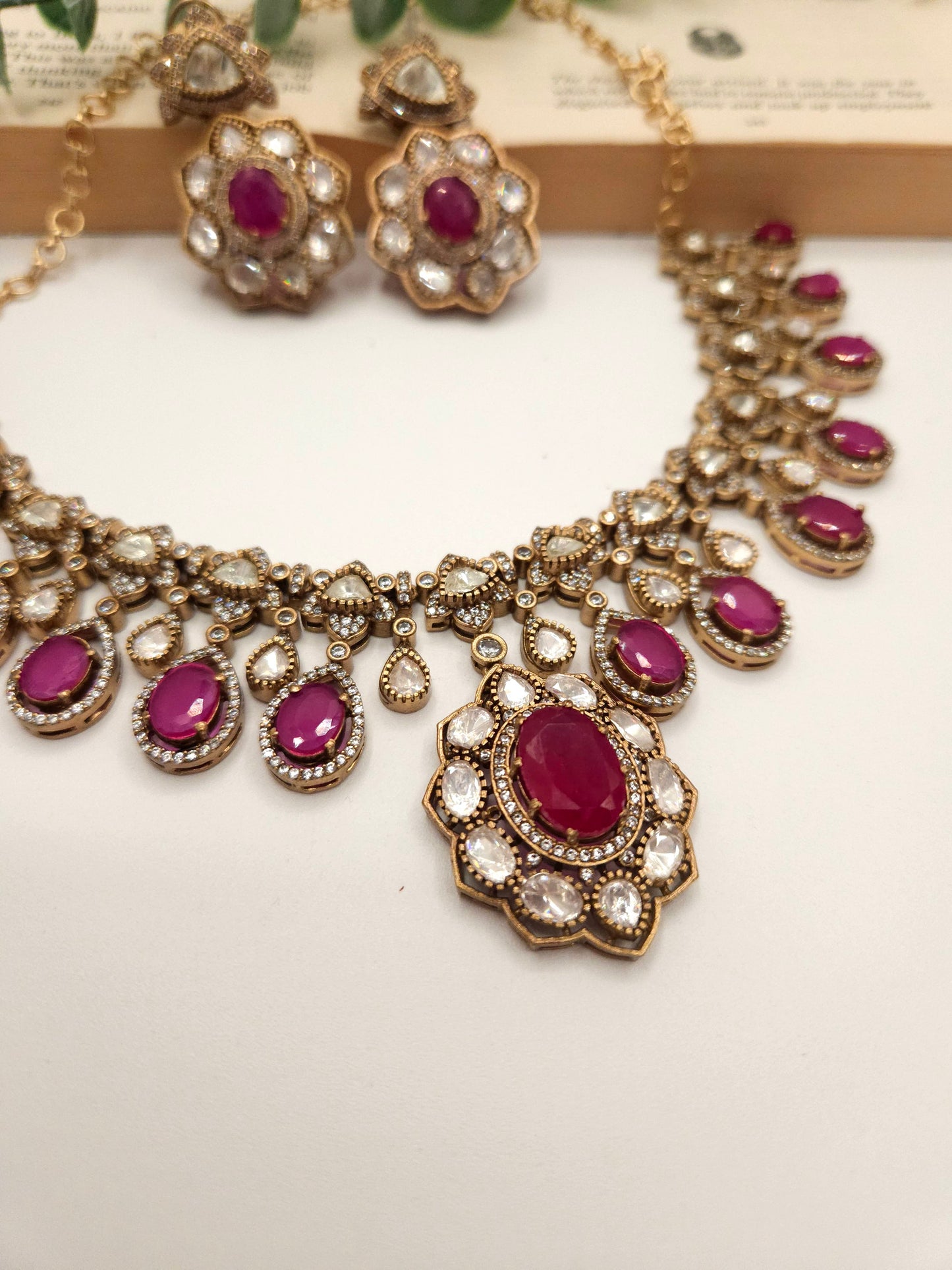 Ridhi mossanite polki necklace set