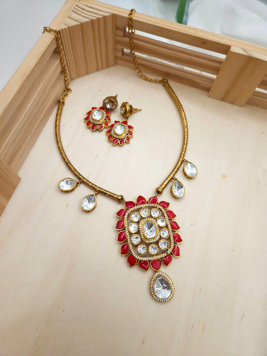 Ridhi mossanite polki necklace set