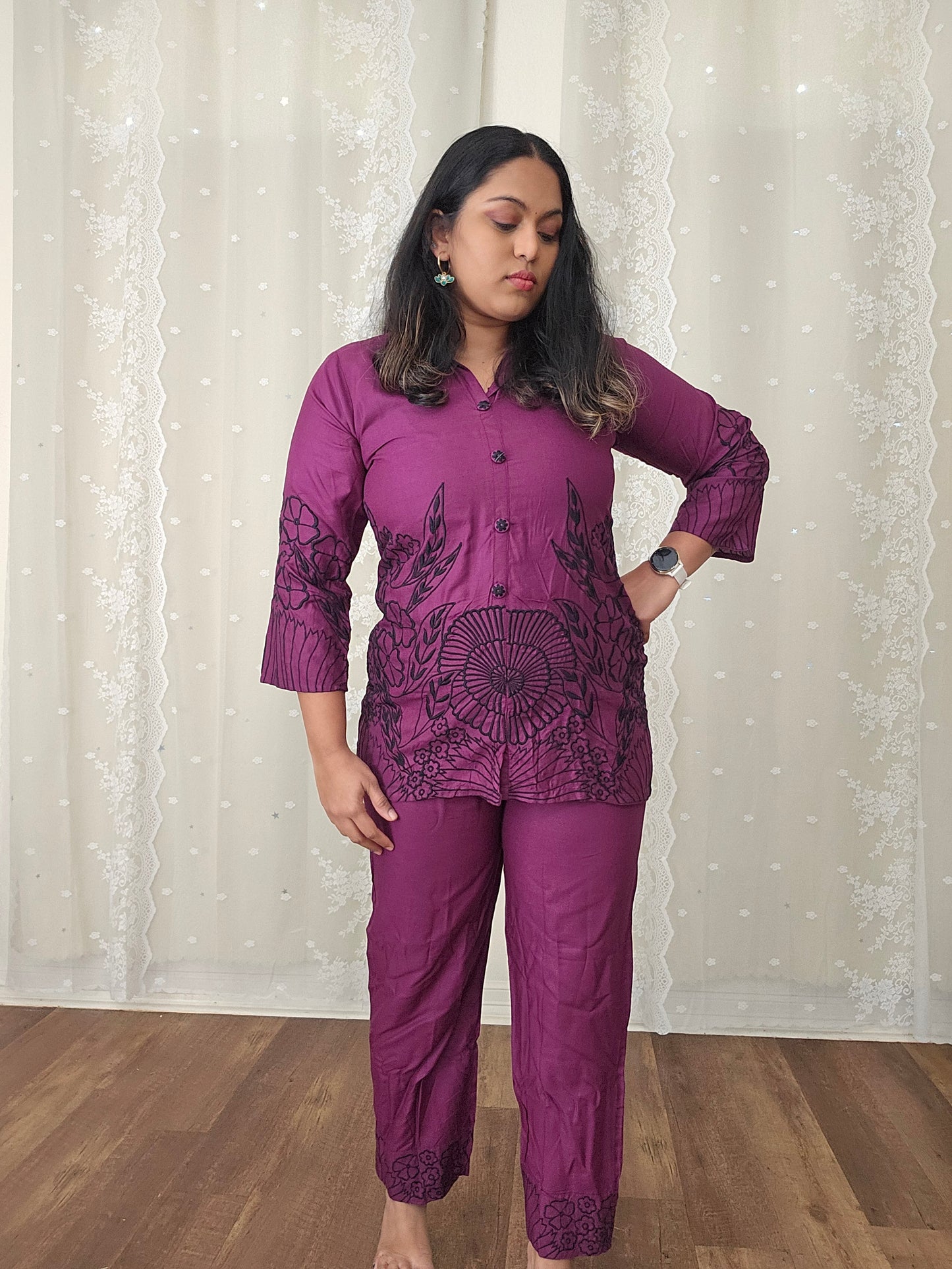 Muslin 2 piece cord bhandini set