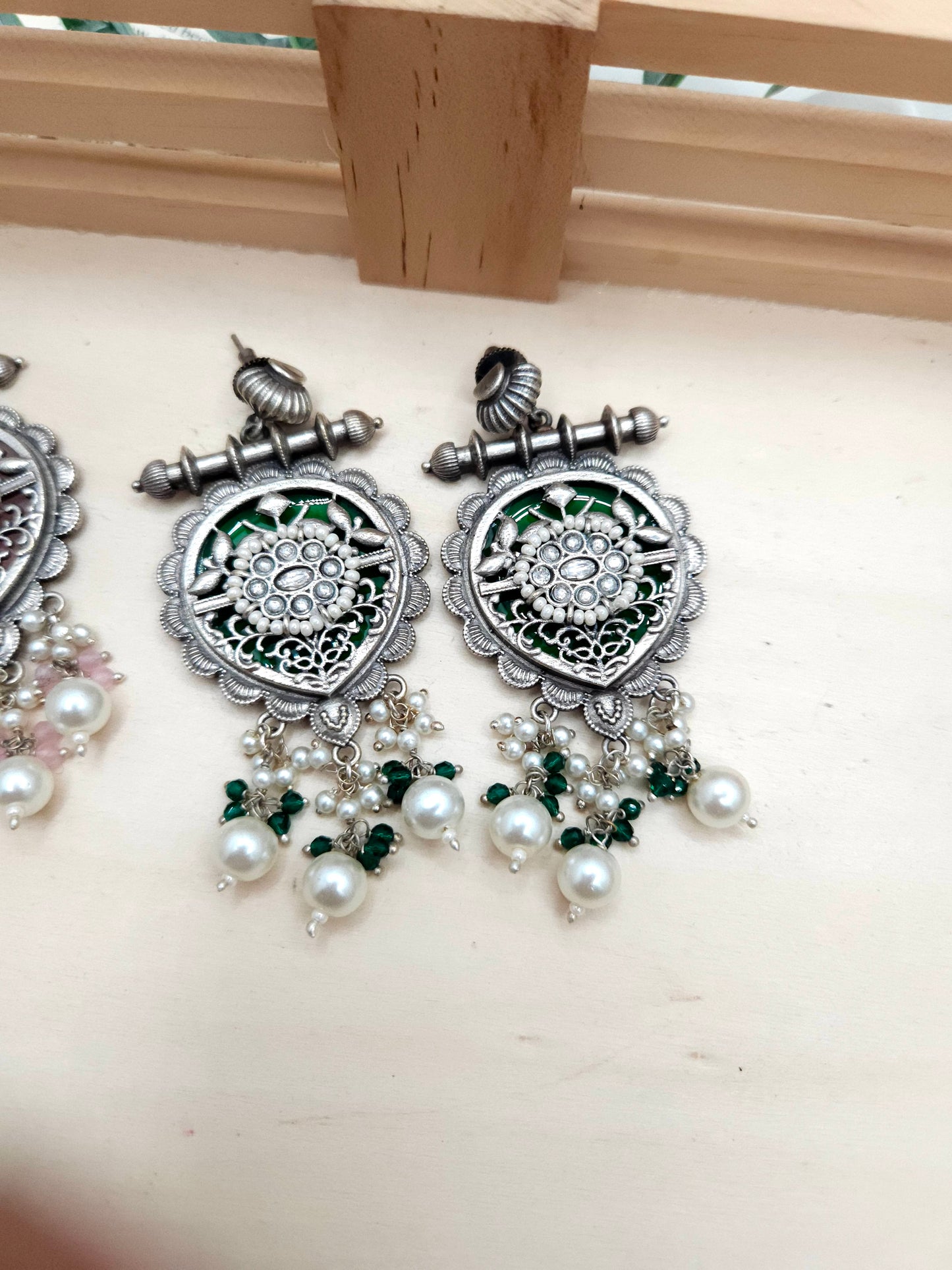 Aditya silver alike earrings