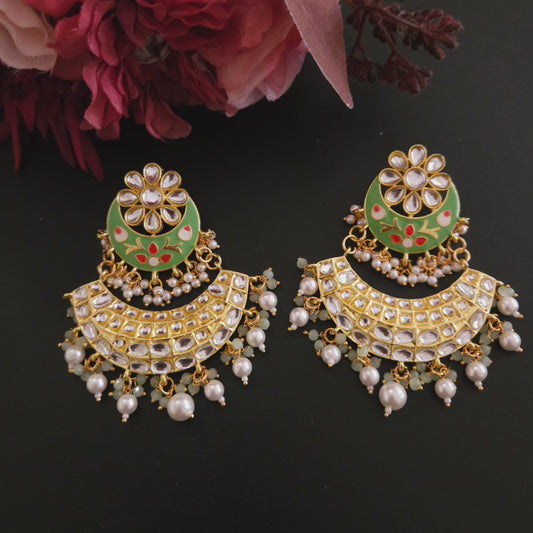 Meenakari handpainted chandbali earrings