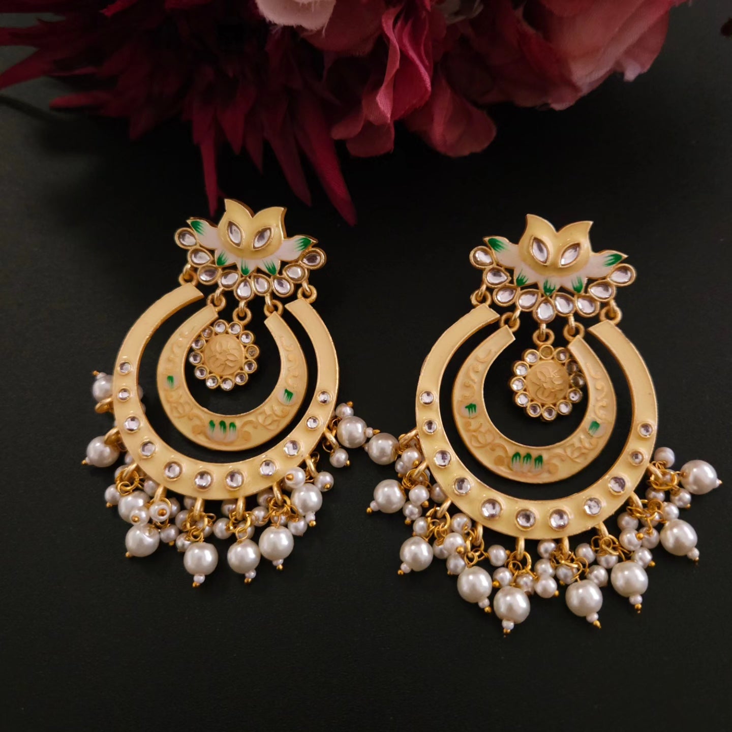 Meenakari Chandbali chandelier Earrings