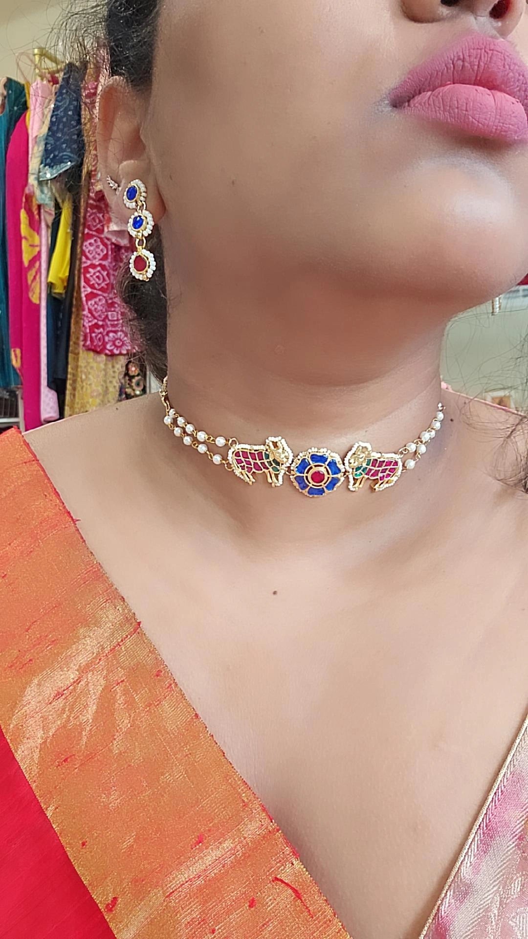 Aarvi pachi kundan necklace set
