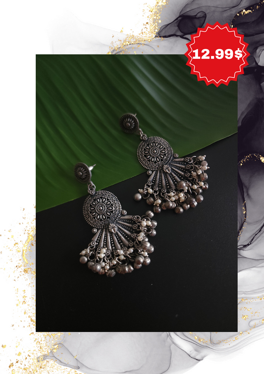 Black metal jhumkas earrings