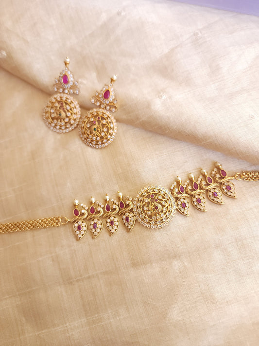 Anandhi goldplated choker necklace set