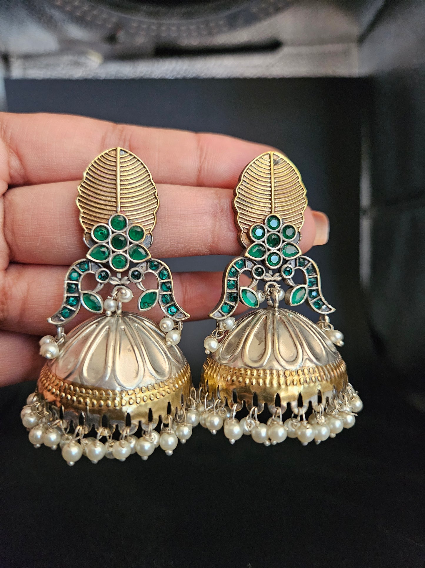 Aastha dualtone jhumka earrings