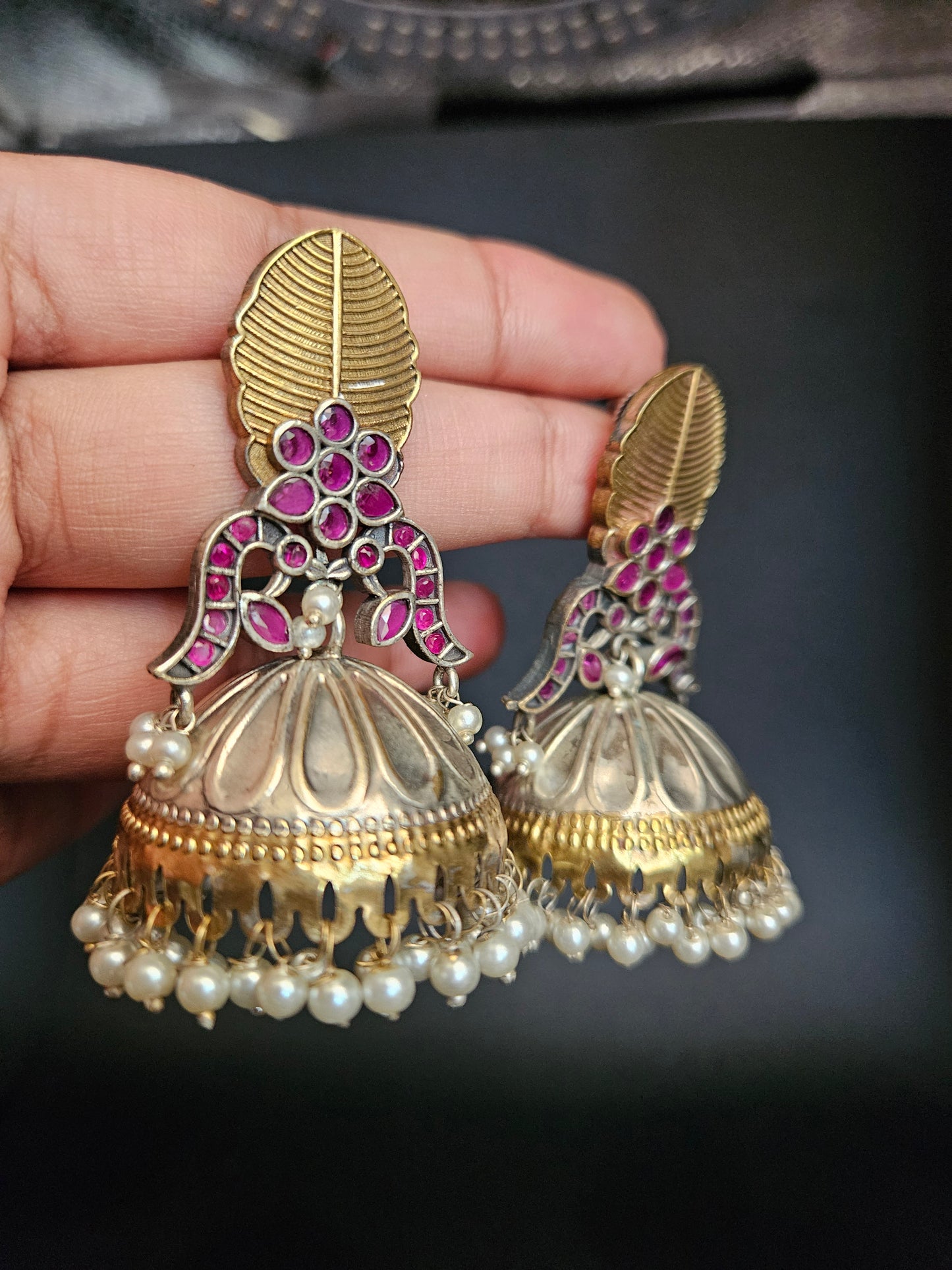 Aastha dualtone jhumka earrings