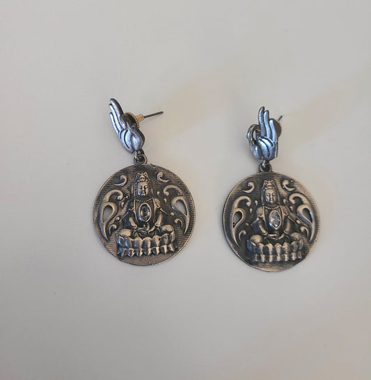 Budda silver alike earrings