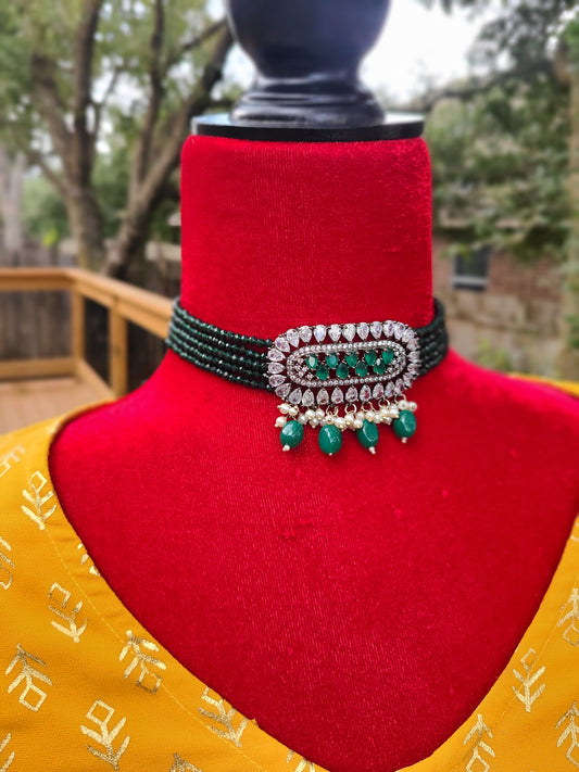 Chandrika cz choker necklace set