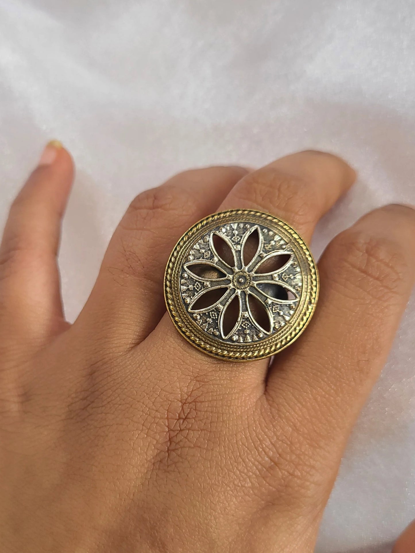 Surya silver alike dualtone ring