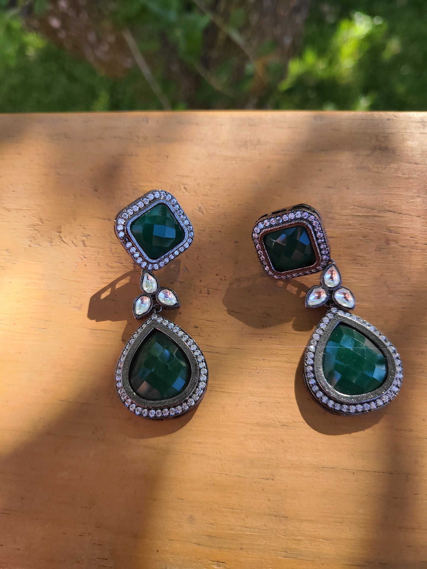 Natural stone CZ earrings