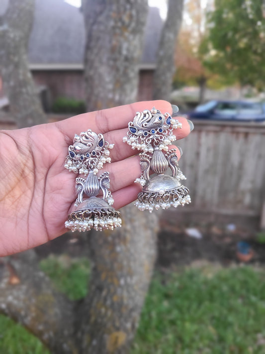 Alana silver alike jhumka earrings