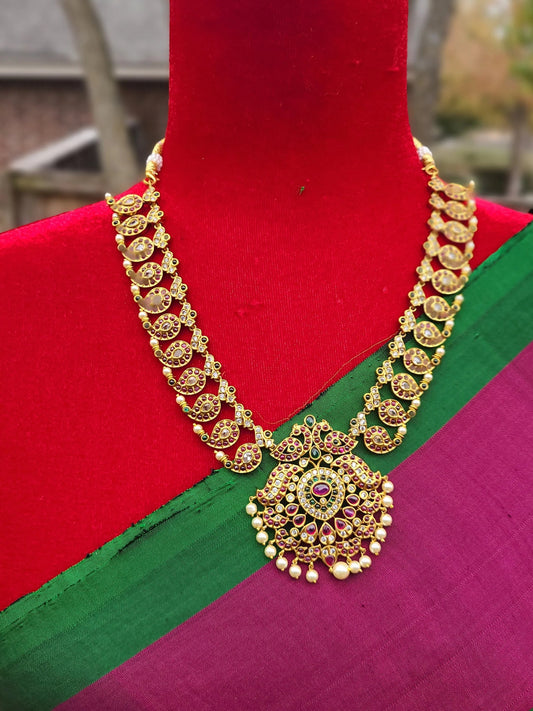 Mango mala anique gold plated necklace set