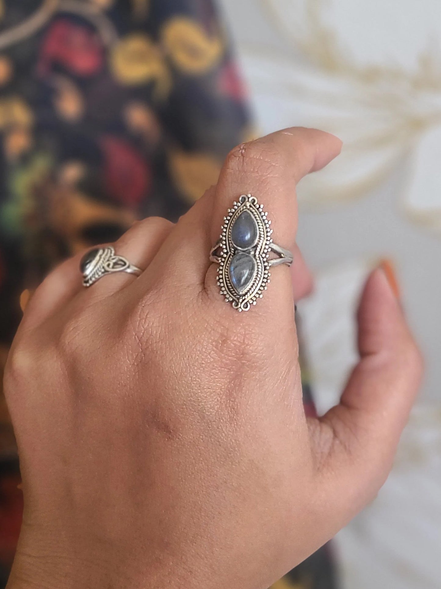 Labradorite adjustable 925 Sterling silver ring