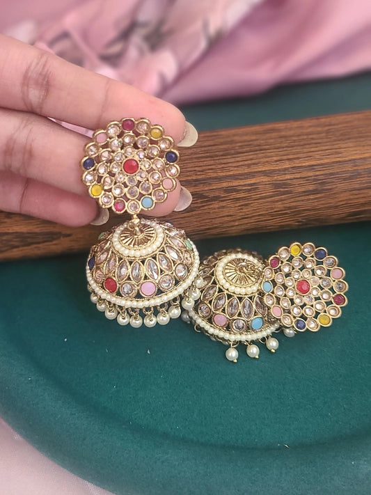 Goumi Polki large jhumka earrings