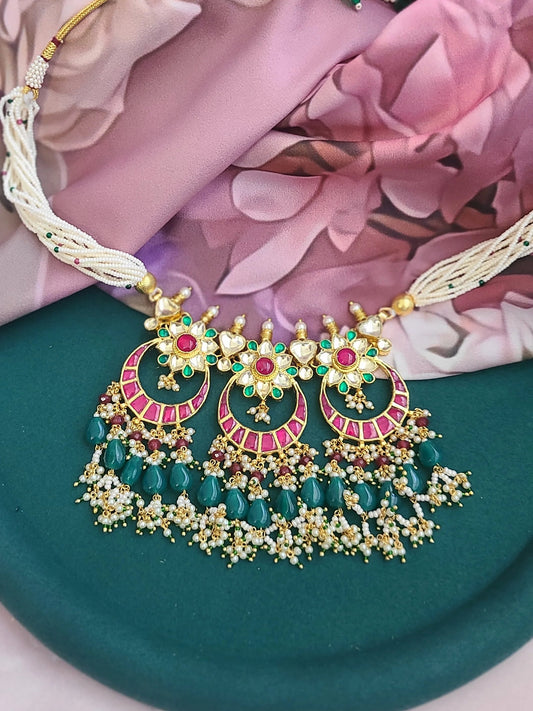 Anitha pachi kundan choker necklace set