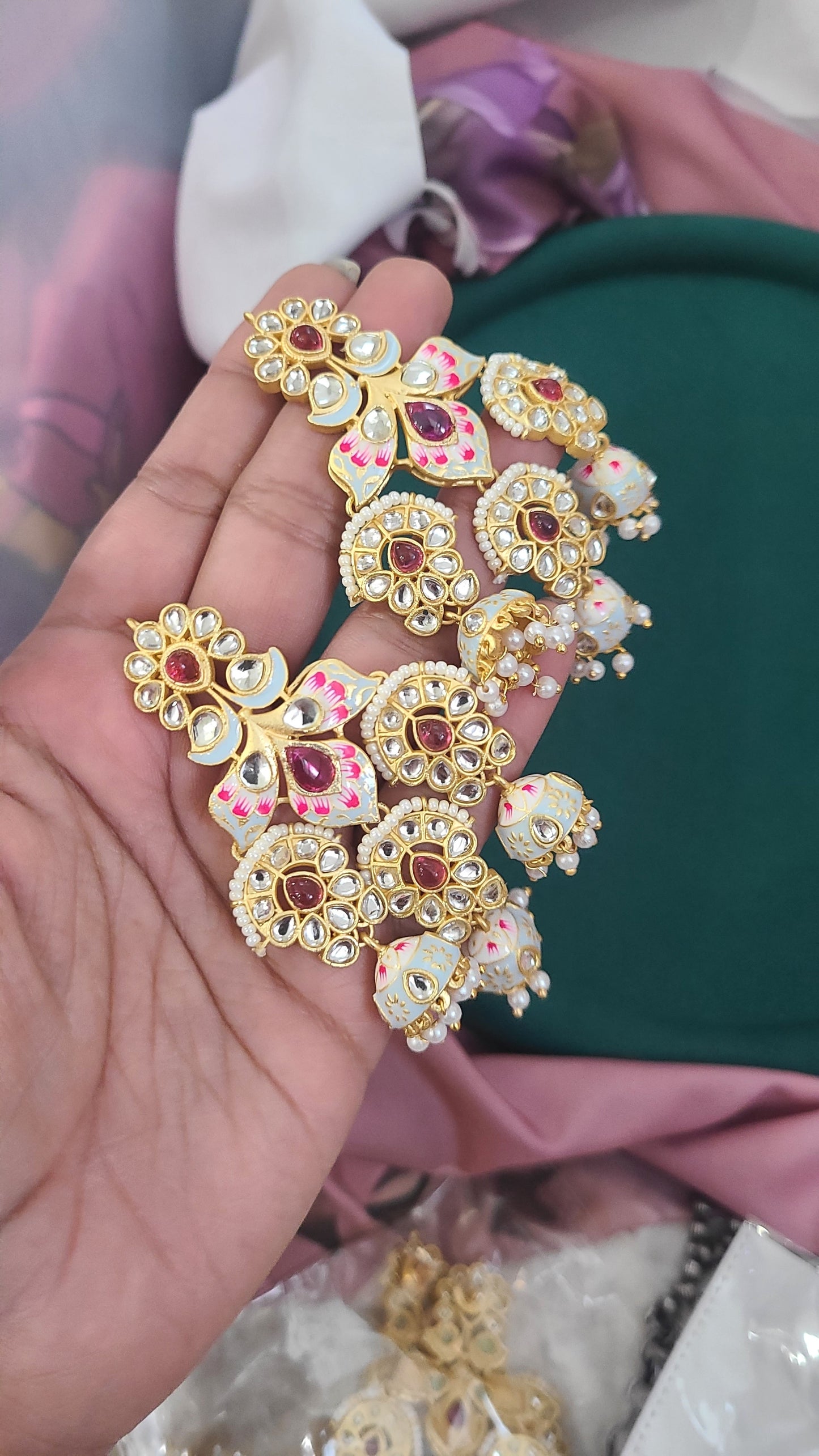 Meena handpainted Jhumka earrings