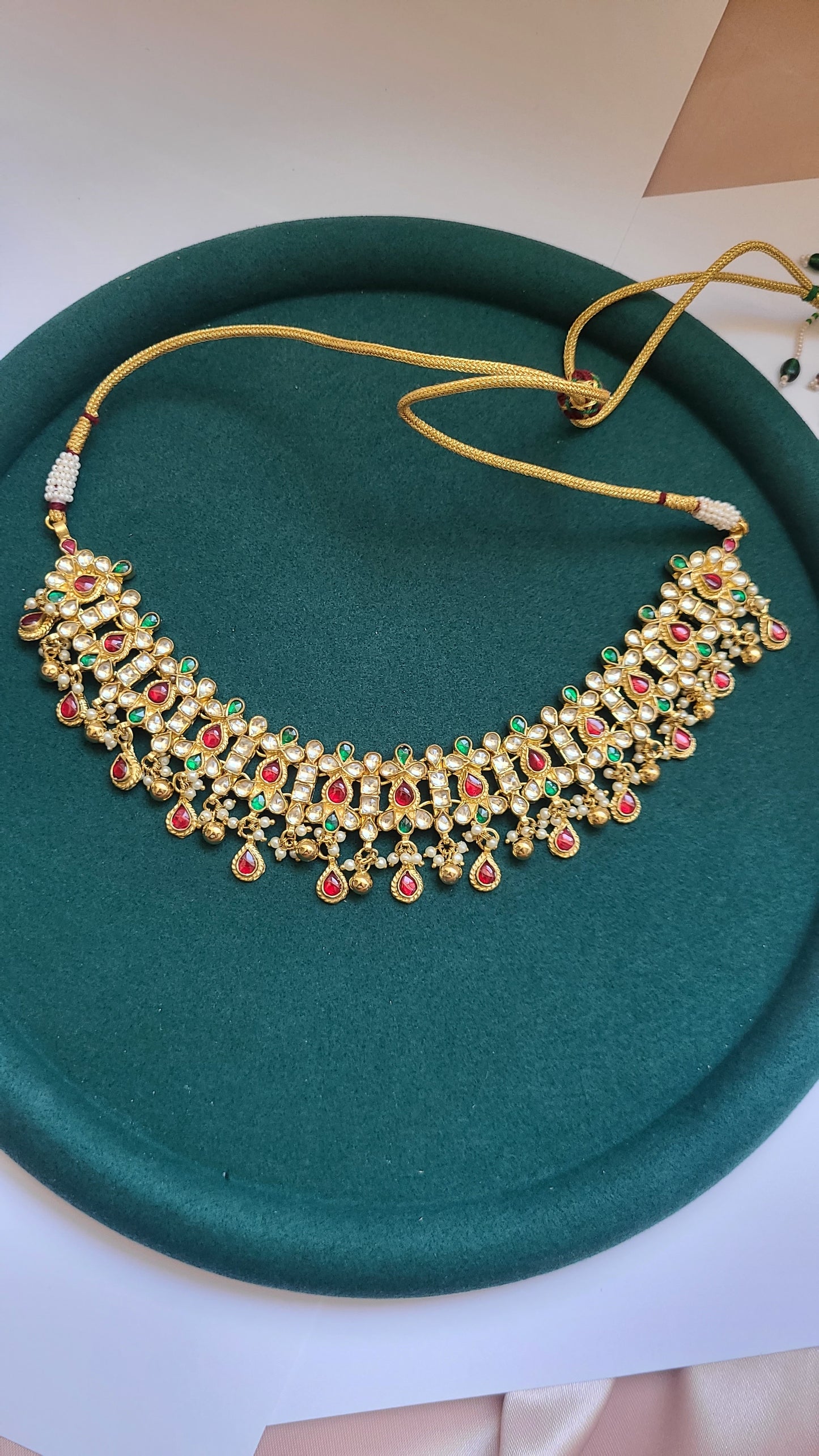 Anitha pachi kundan necklace set