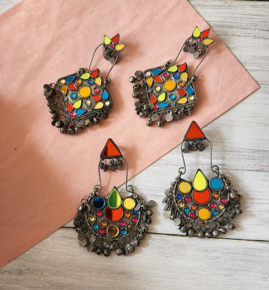 Mirror multi color earrings