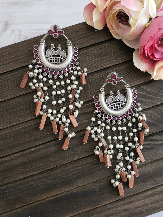 Anthara pearl silveralike earrings