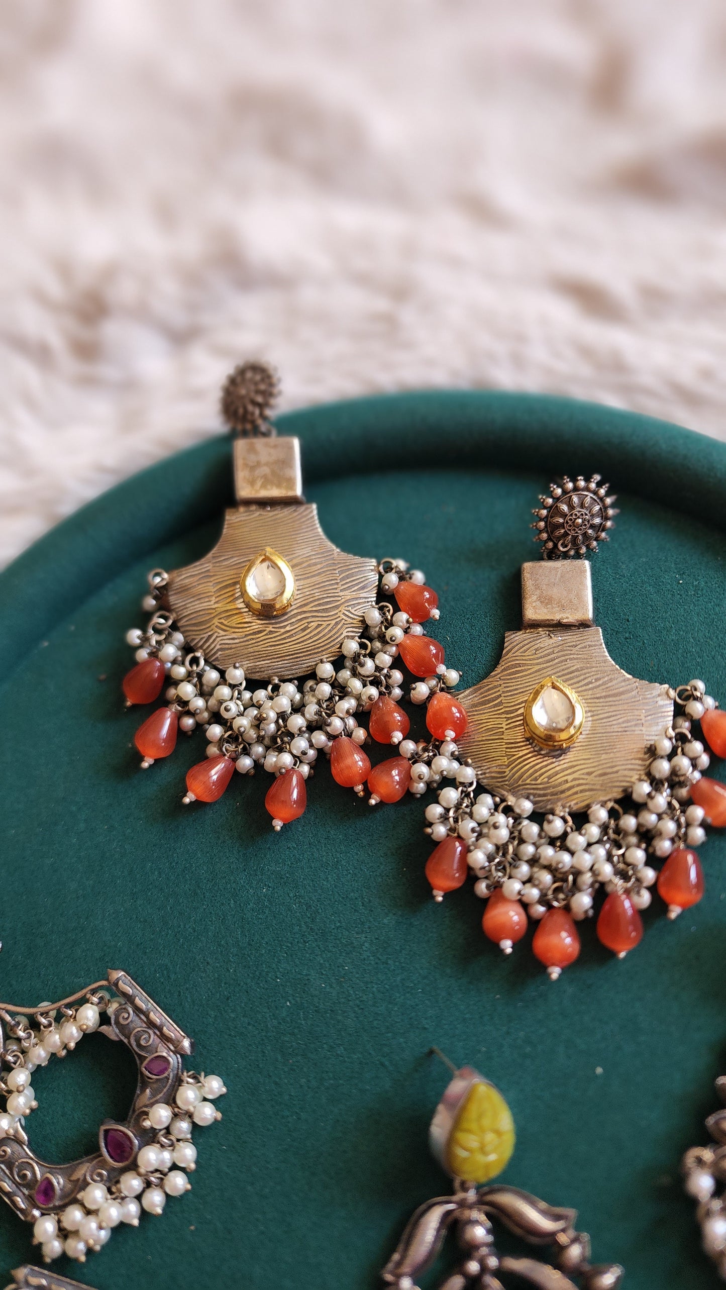 Statement chandbali silver alike earrings collection