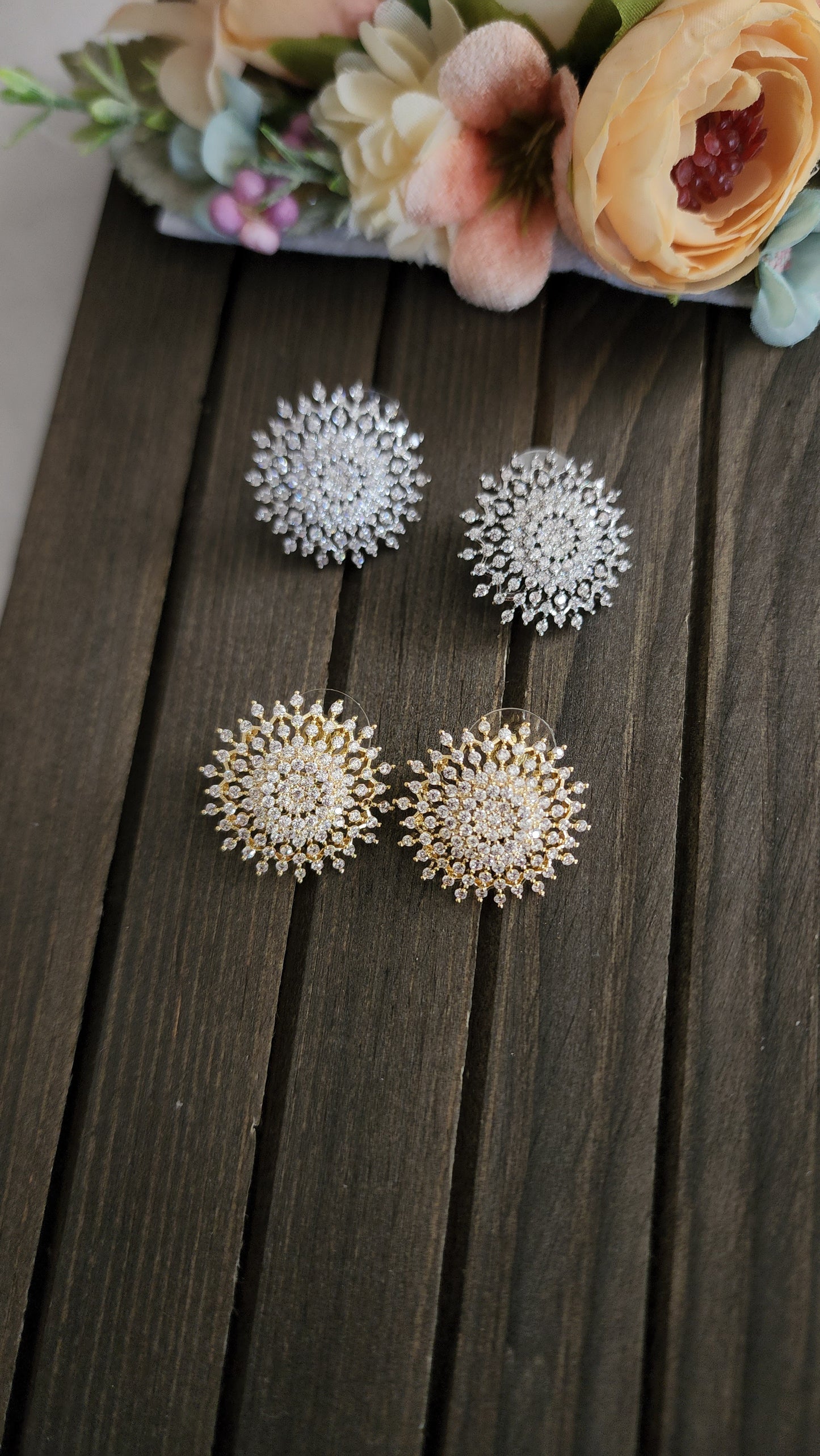 CZ large stud earrings