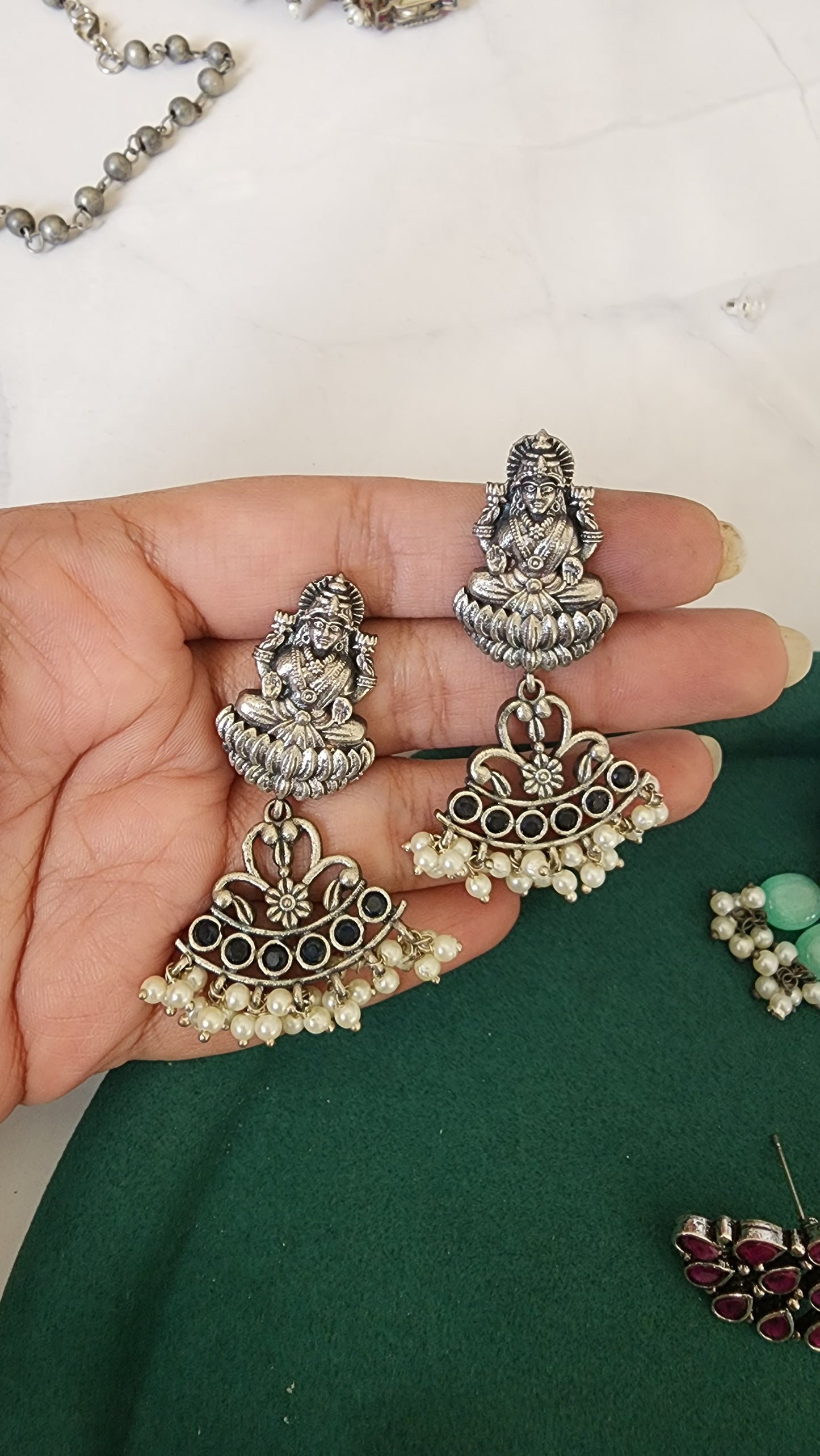 Lakshmi Silver Alike earrings