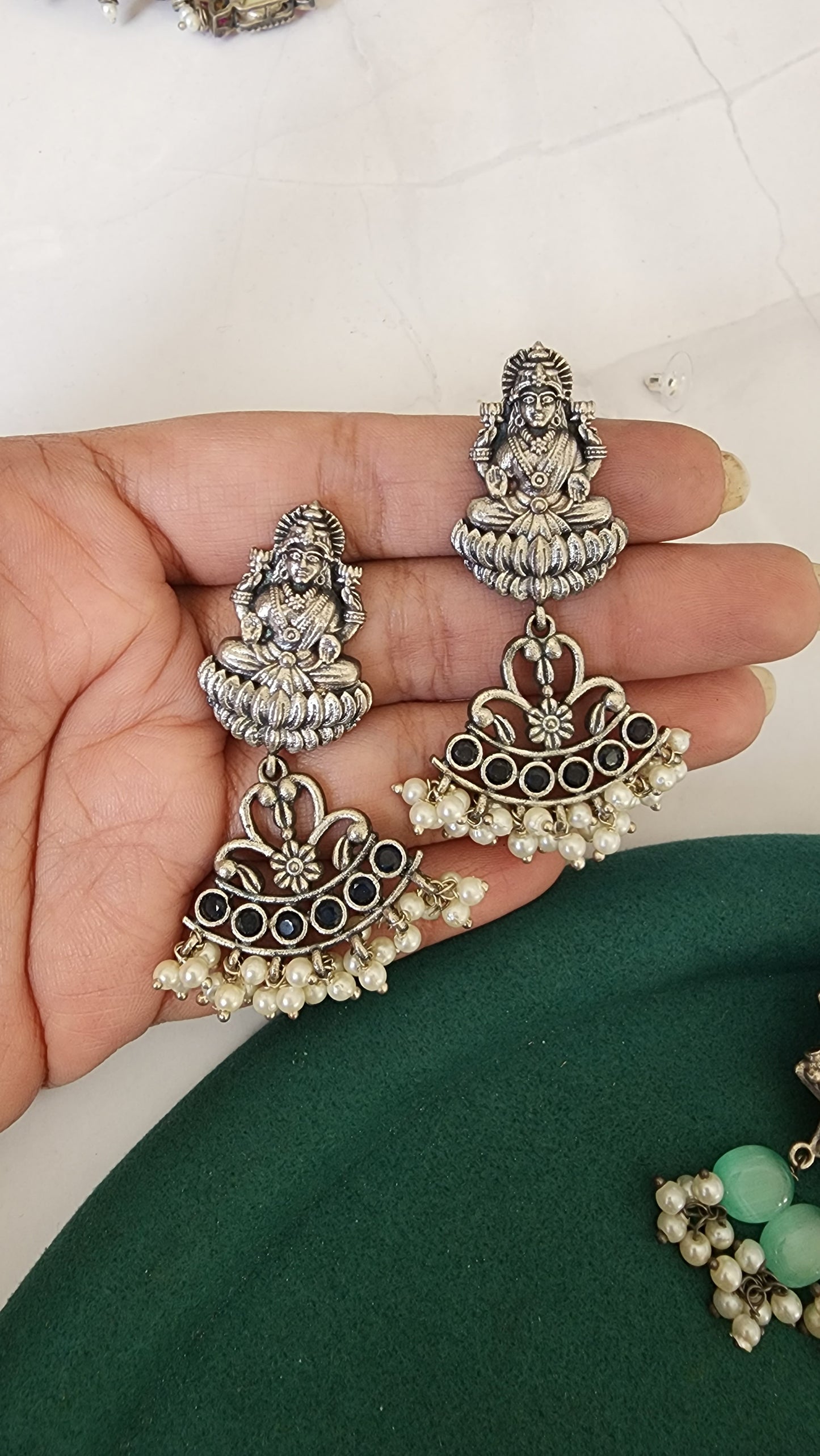 Lakshmi Silver Alike earrings