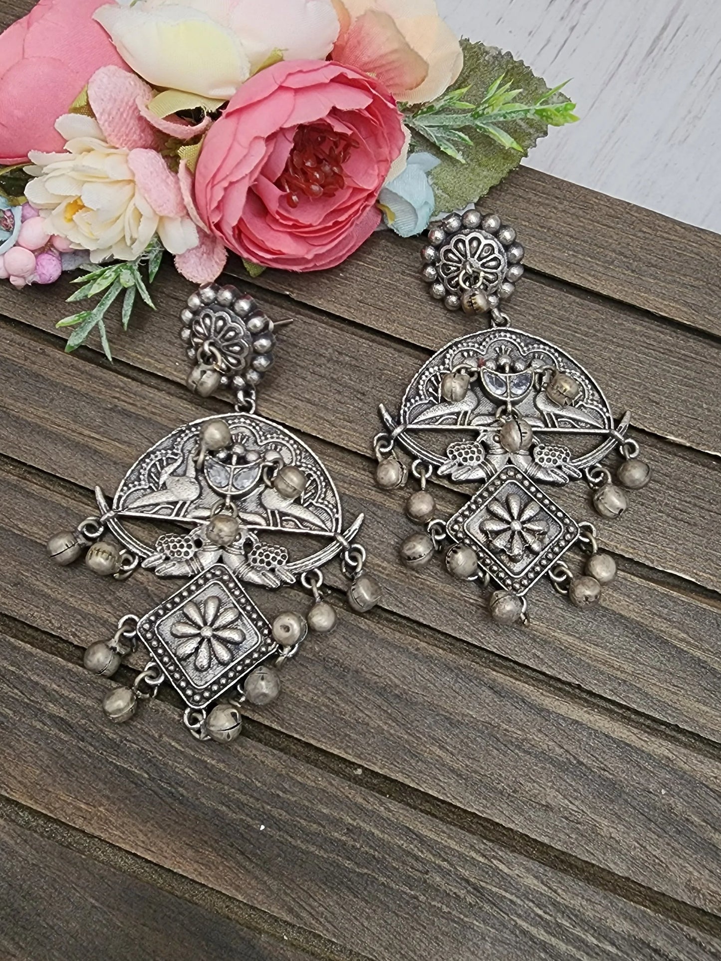 Gomathi fusion silver alike earrings