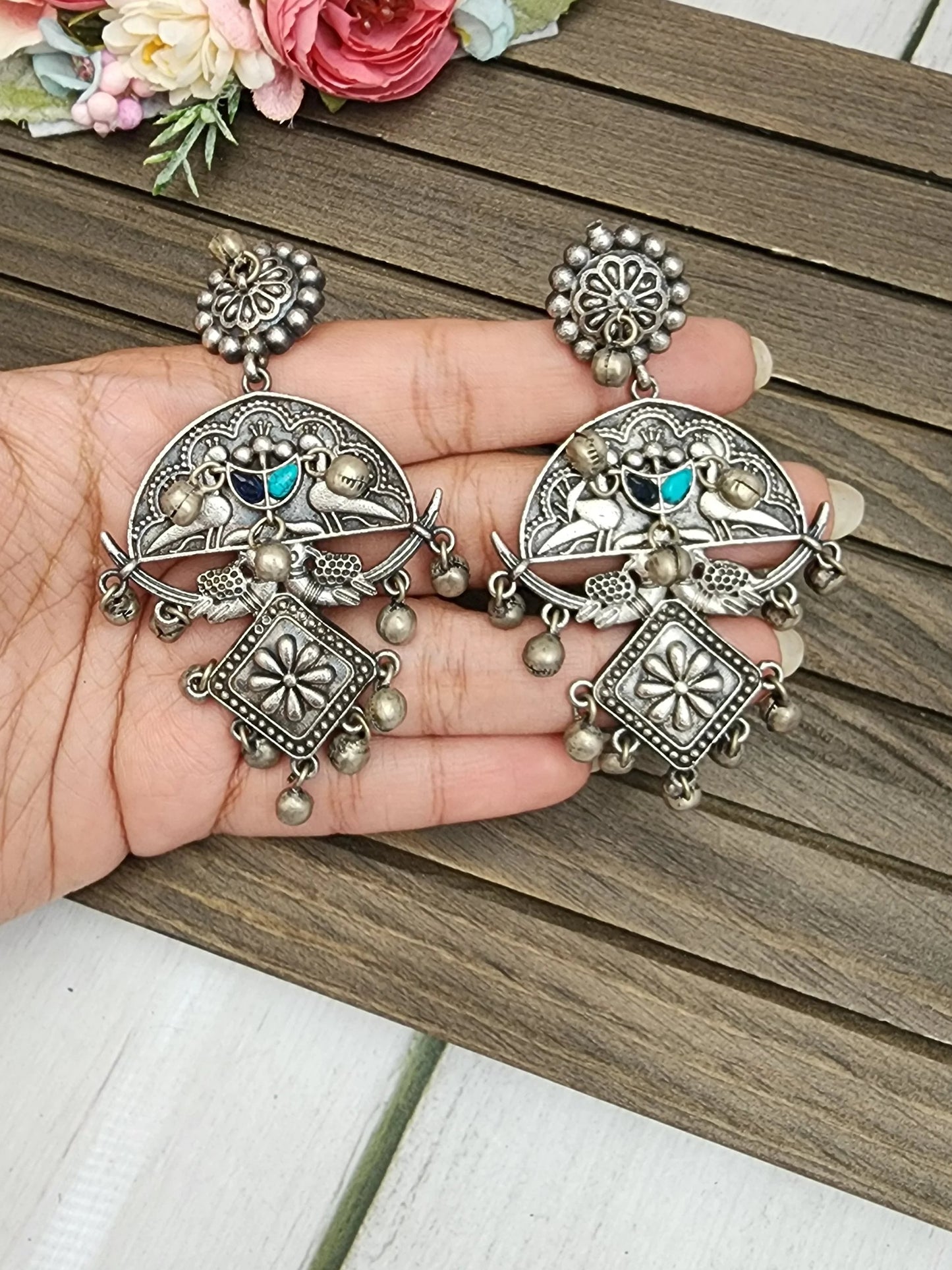 Gomathi fusion silver alike earrings