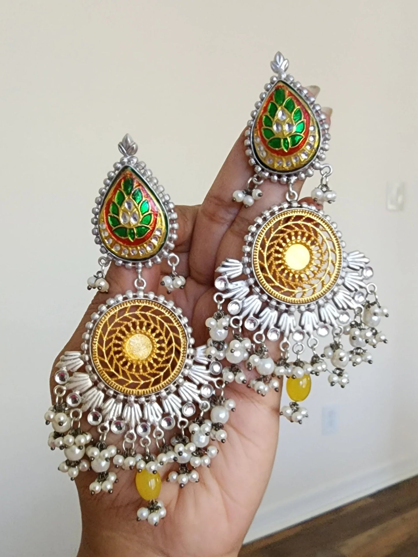 925 silver polish fusion jhumka earrings