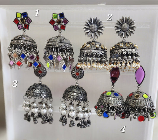 Black metal jhumkas earrings collection