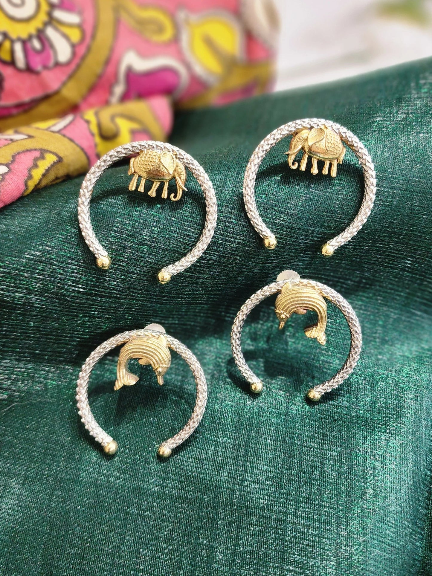 Fish unique dual tone silveralike earrings