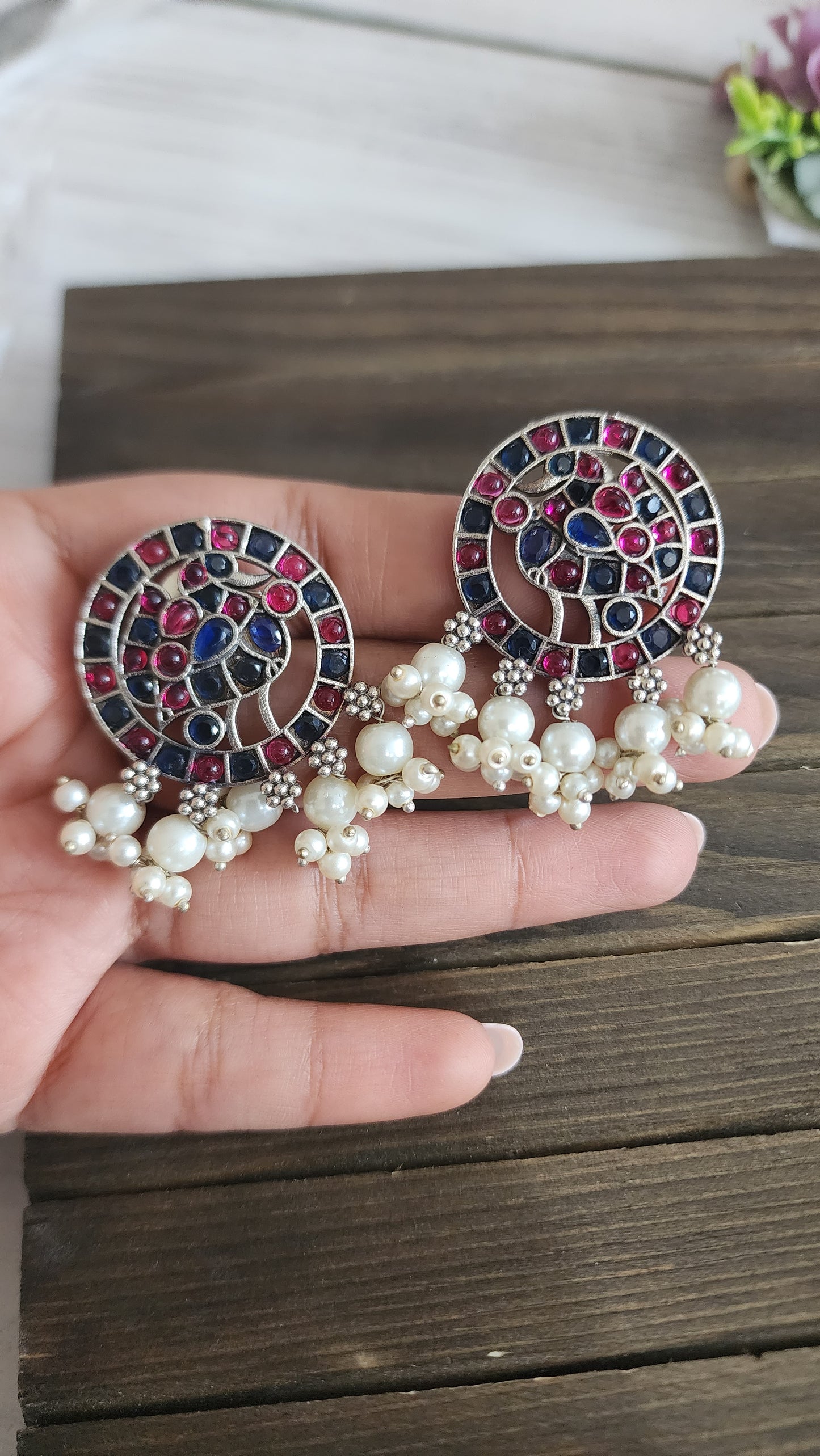 Mid size studs Silver alike earrings