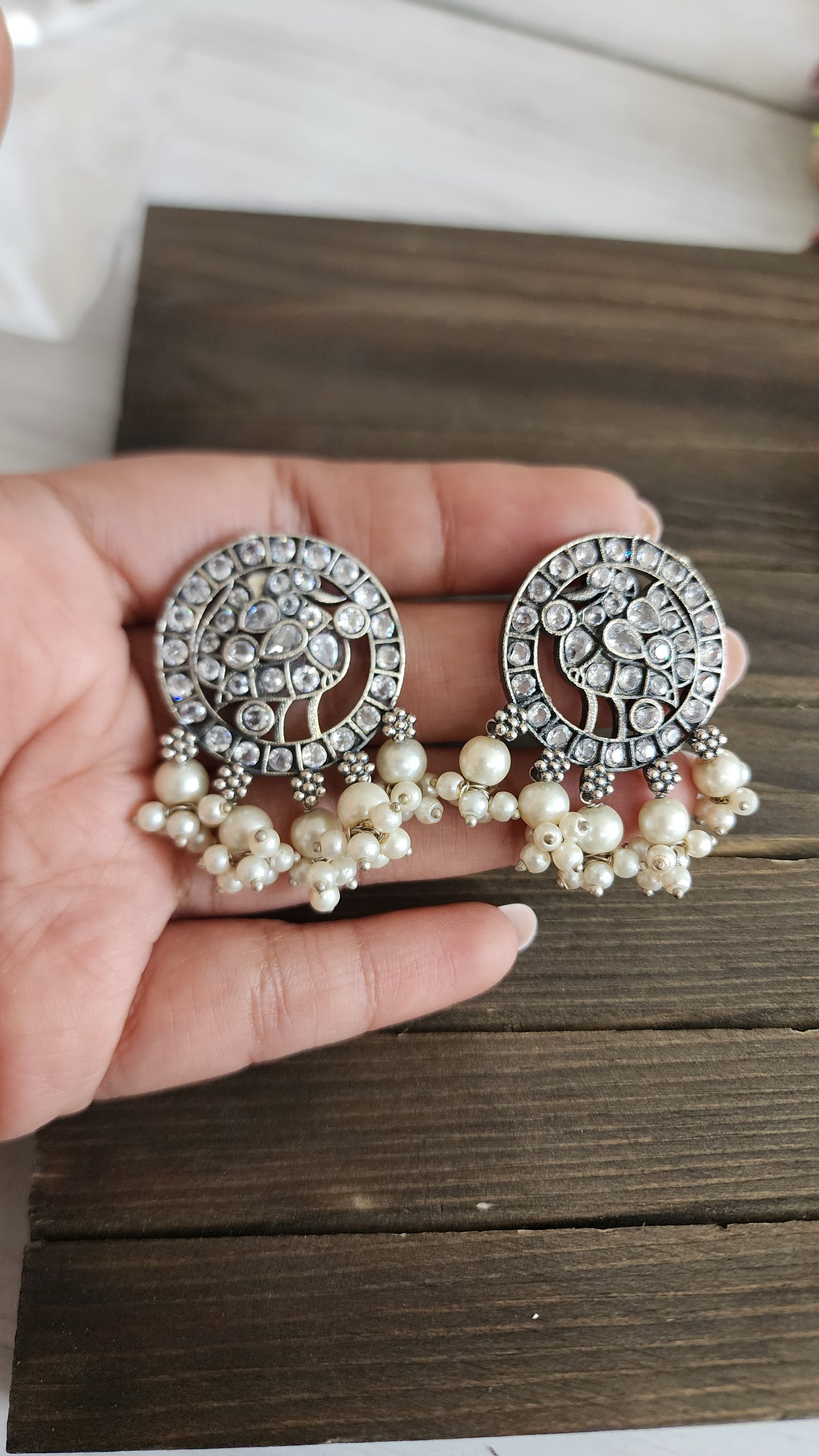 Mid size studs Silver alike earrings