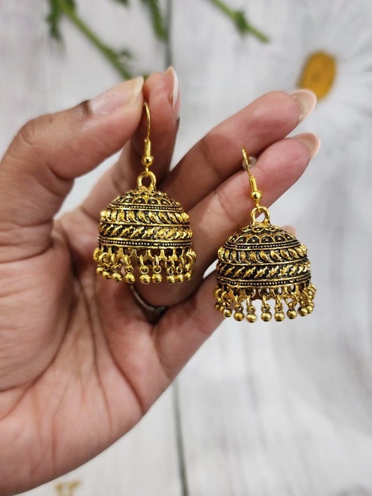 Antique gold enamel painted small earrings