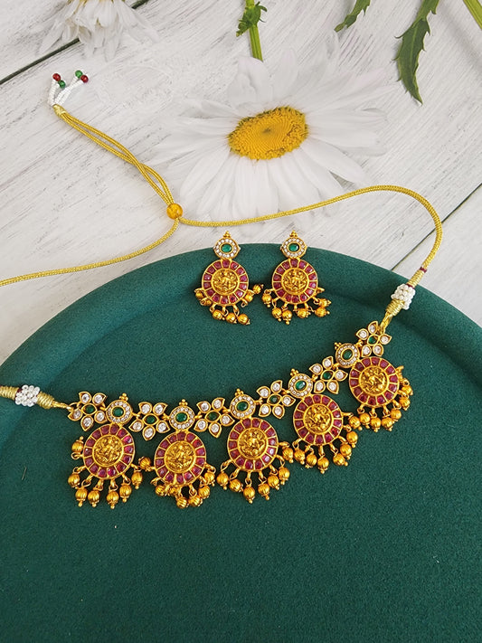 Anandhi goldplated choker necklace set